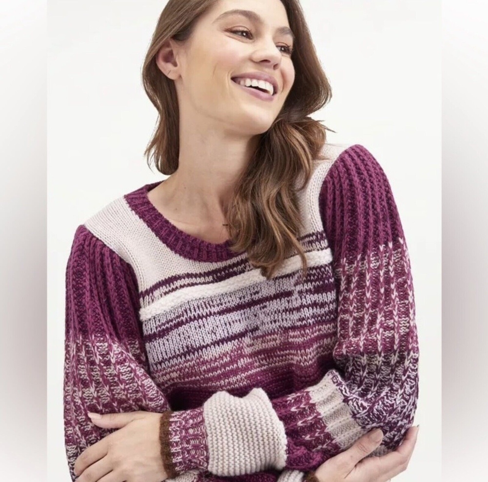 Wool Blend Splendid Collection Sweater Purple Multi Raya Stripe L